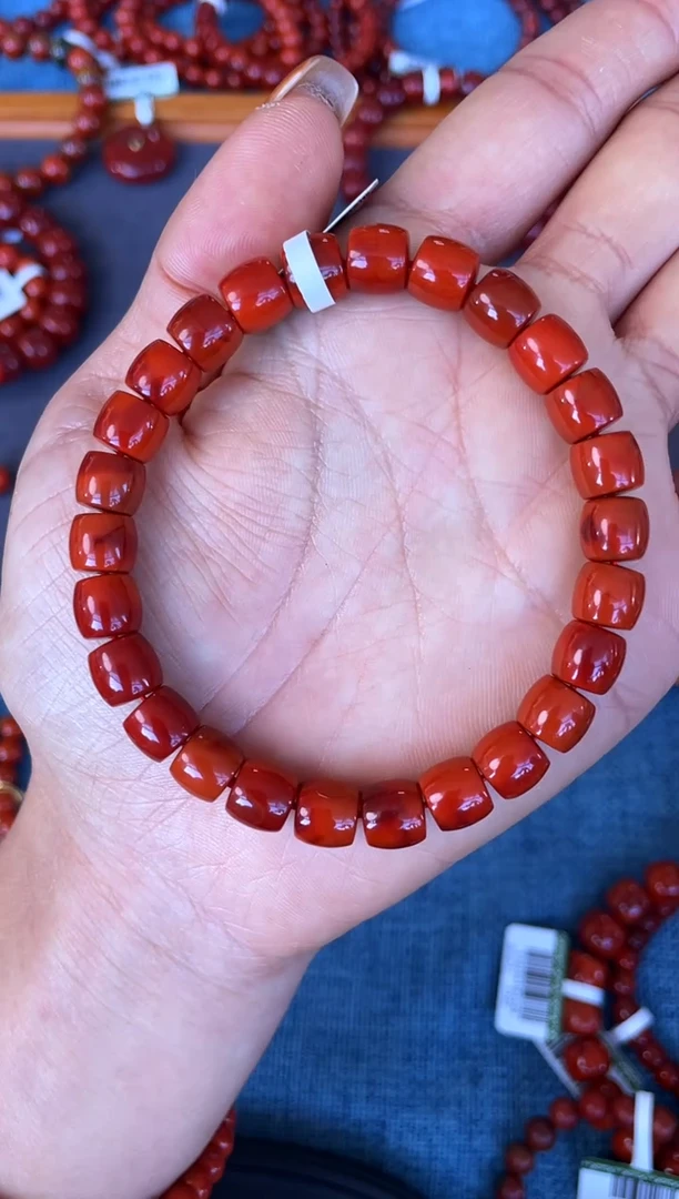 未镶嵌手串南红玛瑙N42凉山瓦西料原矿直切双锦单圈