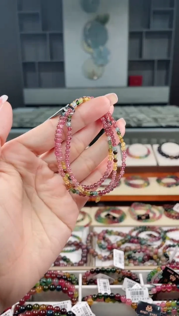 未镶嵌老矿碧玺三圈手串3mm+碧玺（多样性发一条）T