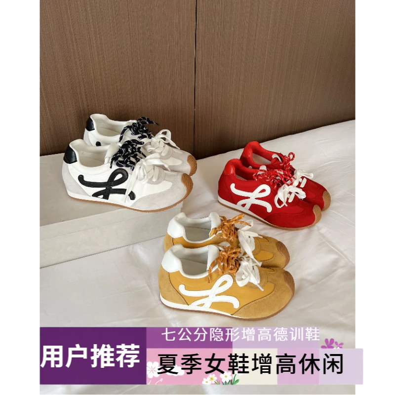 HCM-夏季新款女鞋百搭欧若风休闲阿甘鞋复古系带七公分增高德训鞋