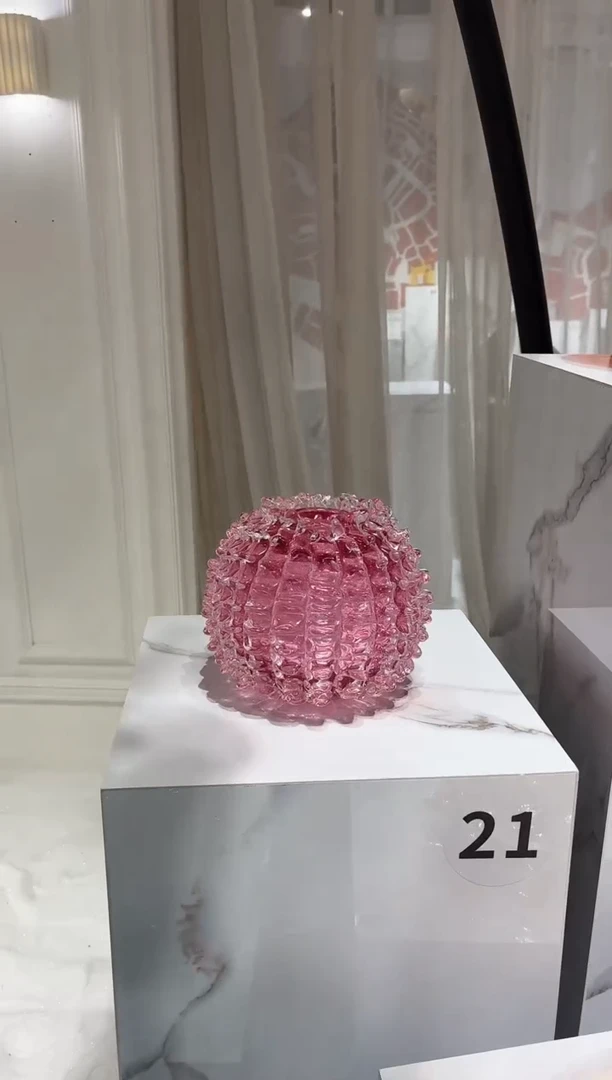 摆件AJ03229金红海胆花器小号