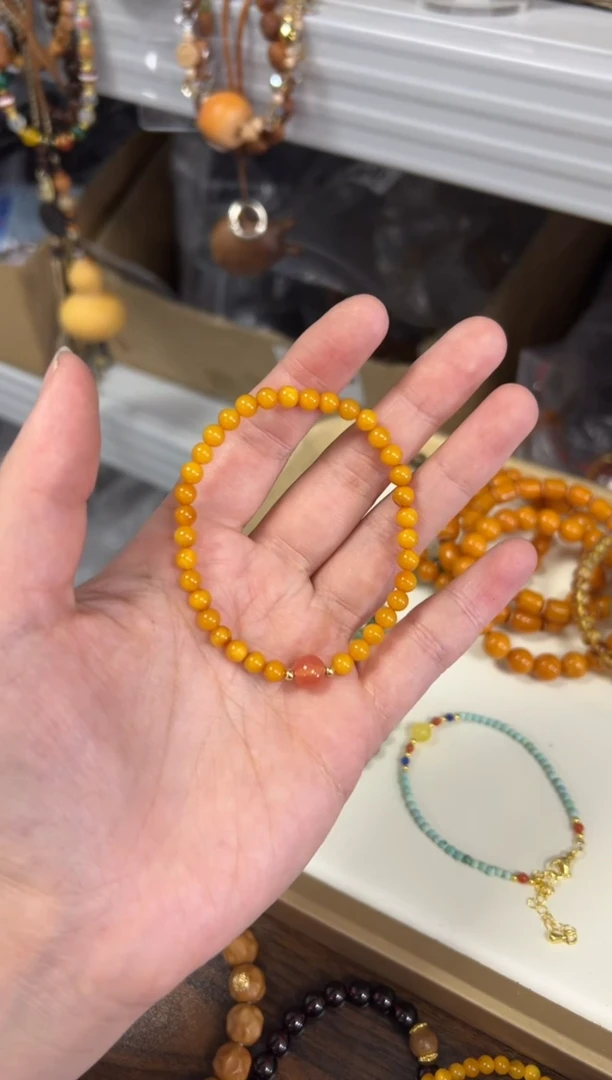 未镶嵌蜜蜡手链满蜜蜜蜡南红顶珠款手链[2903]