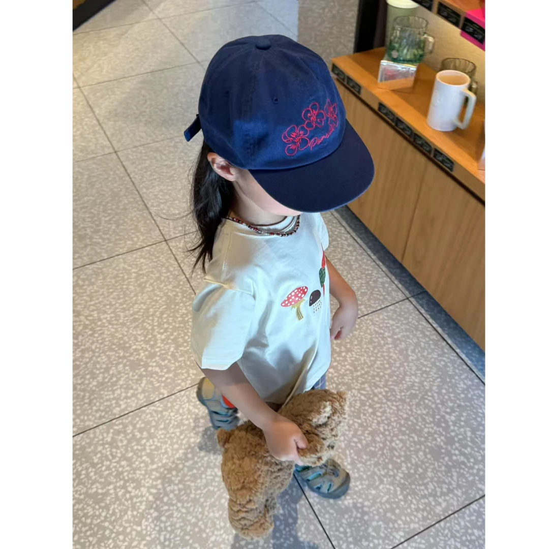 壹妈韩版童装女童夏季套装儿童洋气卡通印花t恤短袖格子休闲短裤