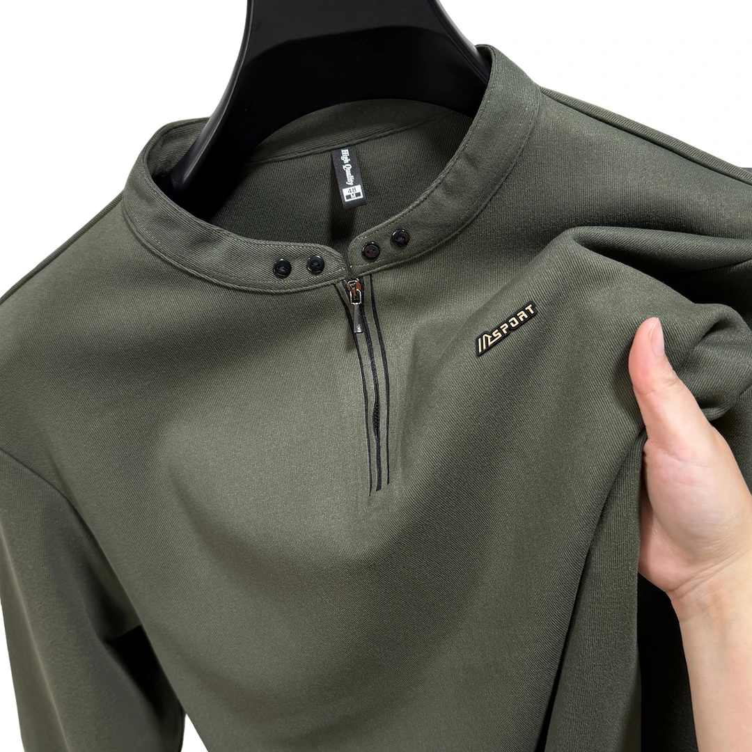 奥美普西比秋季亨利领卫衣休闲运动半拉链长袖打底衫男士立领卫衣