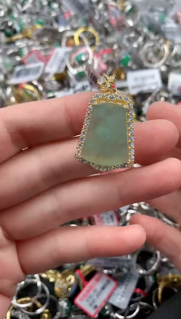 银S925镶嵌戒指翡翠222               3