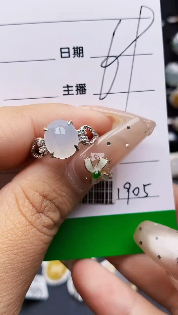 翡翠戒指银S925镶嵌1905