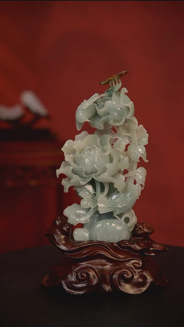 未镶嵌摆件翡翠鸟语花香