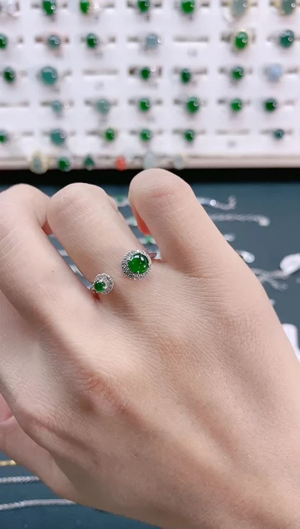 【闪购商品】翡翠戒指银S925镶嵌天然翡翠