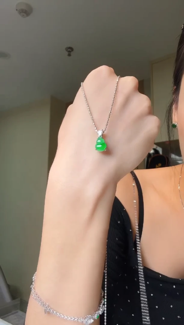 翡翠银S925镶嵌吊坠(不含链)天然翡翠吊坠