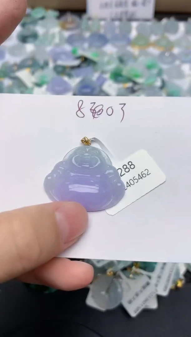 翡翠18K金镶嵌颈饰天然缅甸A货翡翠