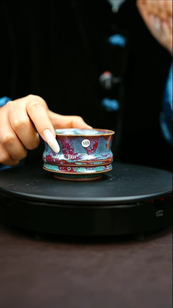 169#原矿钧瓷炉钧釉竹节杯