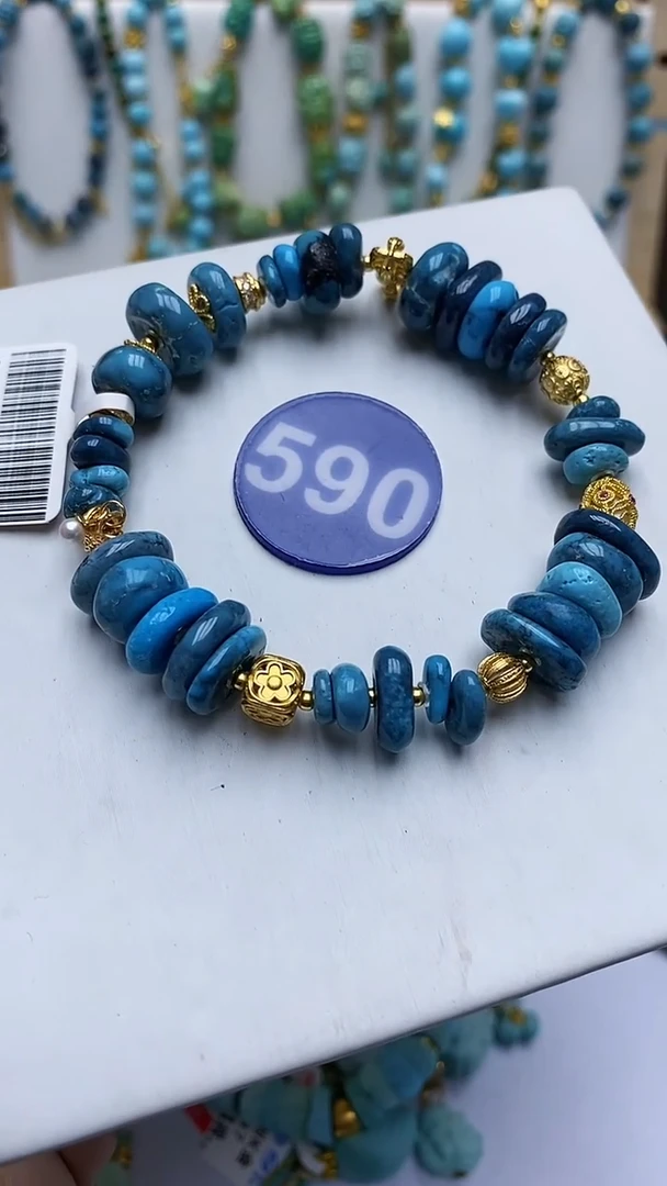 绿松石银S925镶嵌手链590