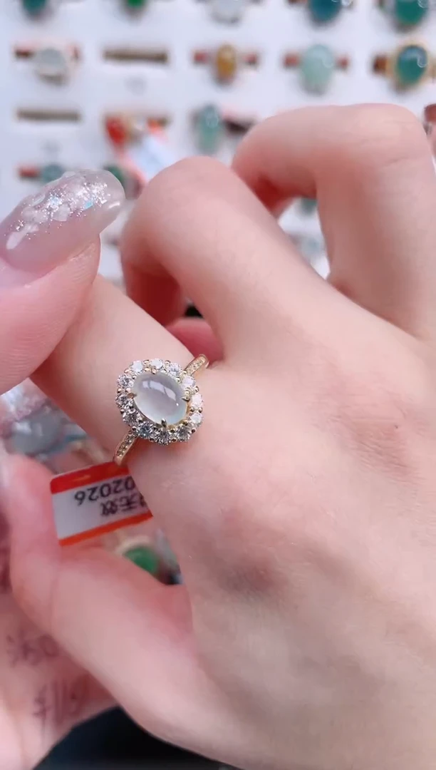 银S925镶嵌戒指翡翠天然翡翠