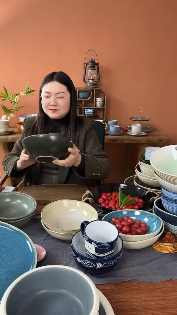 盘A146 陶瓷异形碗十件套微瑕