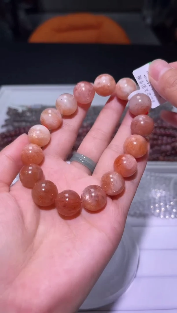 未镶嵌手链长石J004-14mm白水体金太阳单圈-多样性发其一