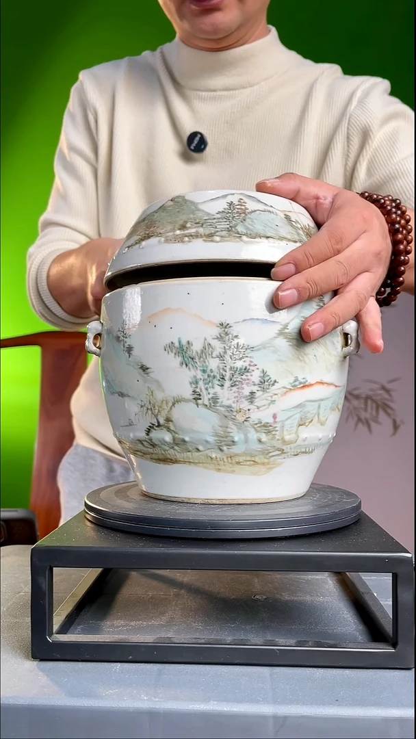 茶器用****5浅绛山水大盖缸