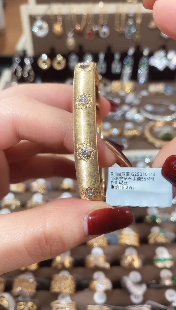 【闪购商品】钻石手镯18K金镶嵌18K金钻石手镯56MM