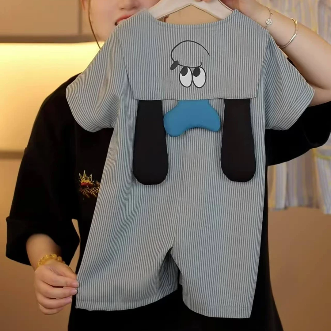 【可爱小狗】幂姐原创夏季超萌儿童薄款连体外穿服渔夫裤MJX256222