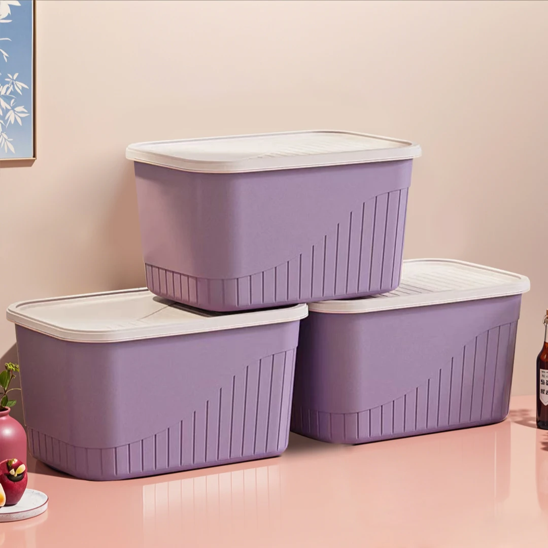 【三件装】紫色收纳箱家用储物杂物儿童书本玩具整理箱宿舍收纳盒