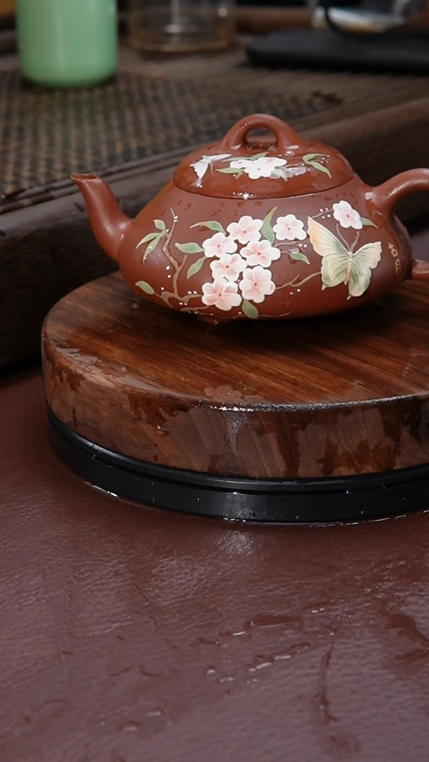 【闪购商品】紫砂茶壶底槽清汉唐石瓢泥绘紫砂壶