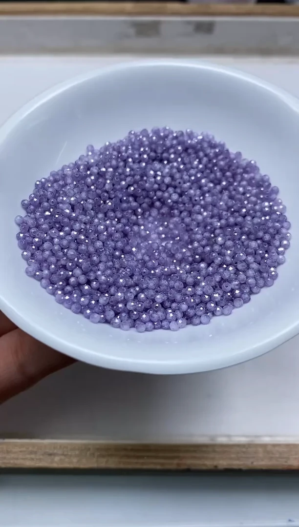 散珠天然锆石未镶嵌M619冰紫锆石切2mm100个9.9元