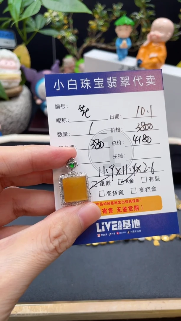 吊坠(不含链)18K金镶嵌翡翠花****️吊坠