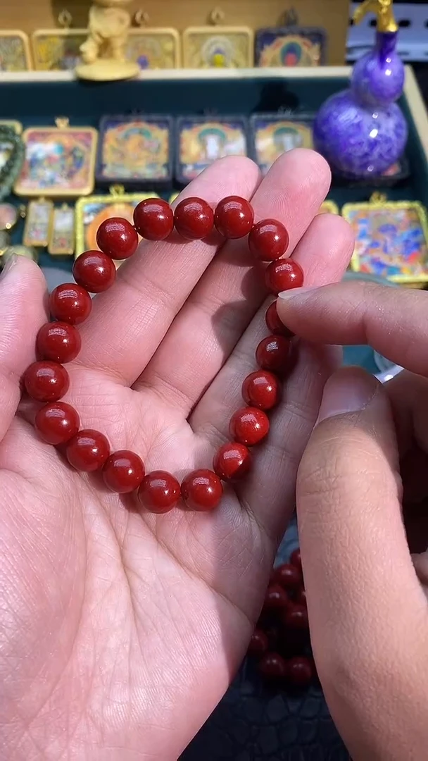 天然辰砂单圈手链10
