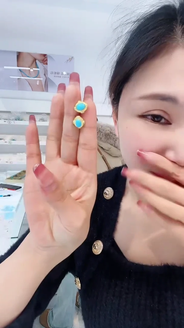 【闪购商品】绿松石耳钉银S925镶嵌发货一件