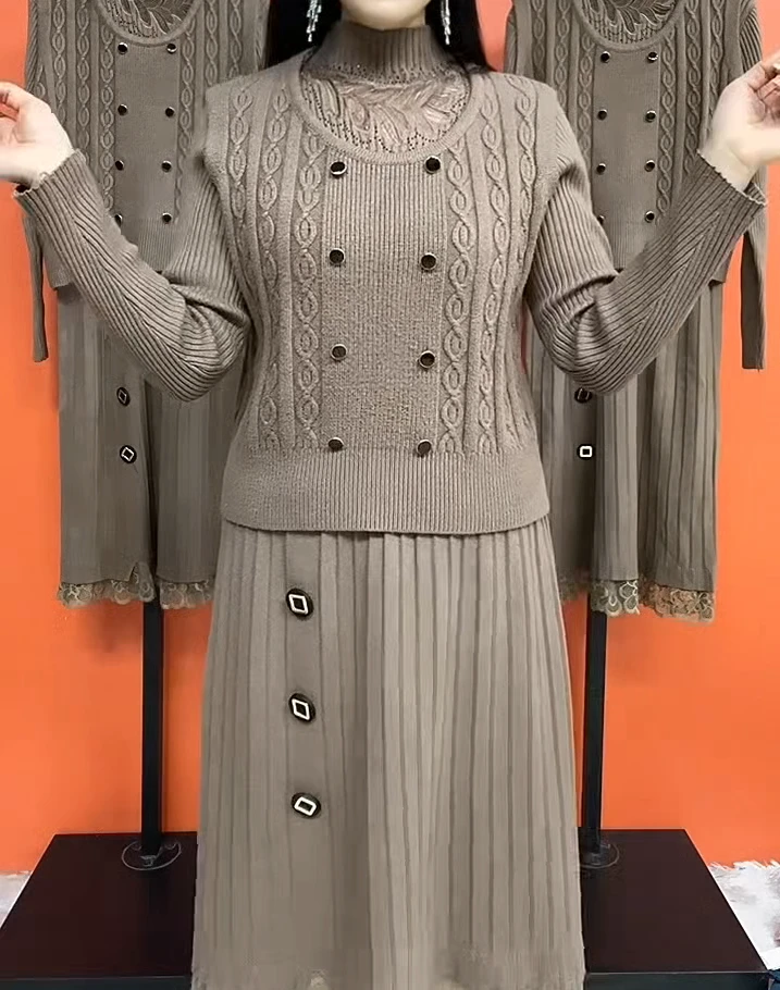 针织裙两件套中长款时尚洋气中年妈妈装套装
