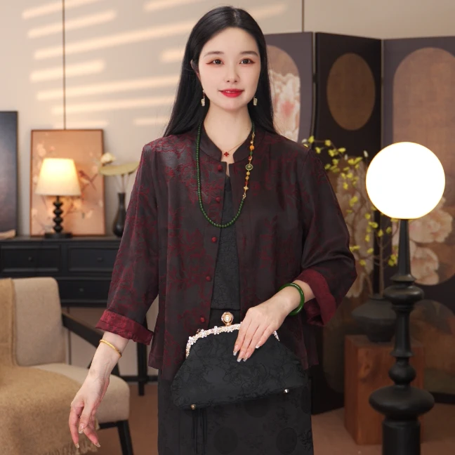 【醉牡丹】2025新款春夏外套新中式宽松气质显瘦上衣女款