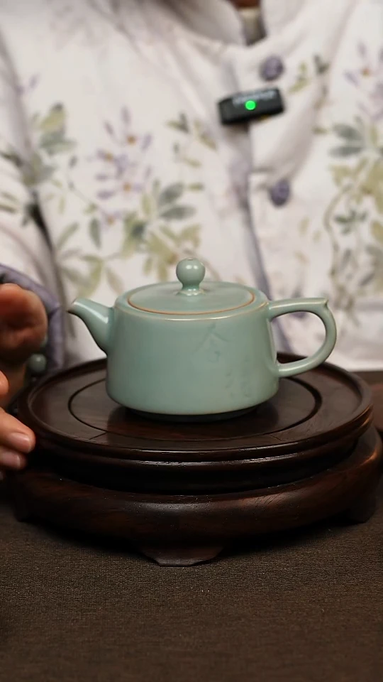 瓷片仿古天青手工舍得壶200ml 微瑕 不带礼盒