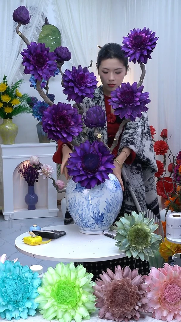 龙枣支洋蓟高贵紫【带花瓶】