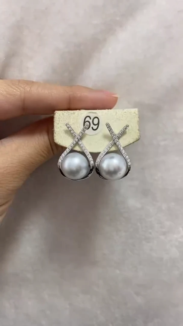 【闪购商品】海水珍珠耳饰银S925镶嵌11-12mm