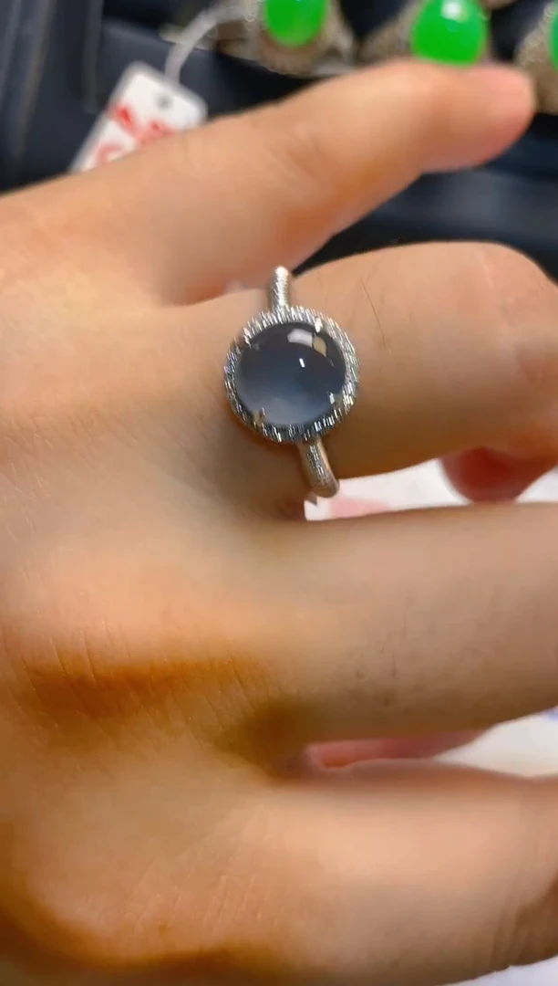 翡翠银S925镶嵌耳饰天然