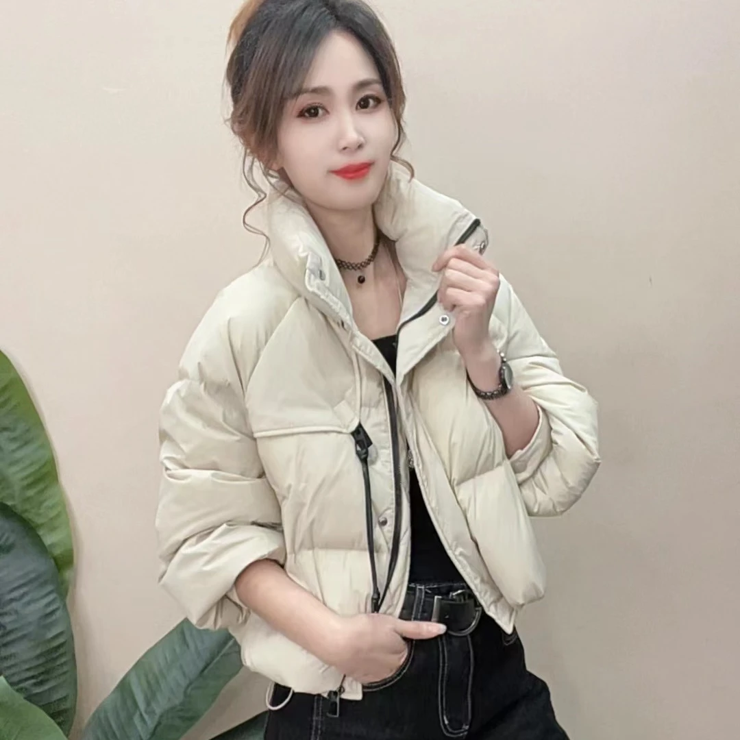 短款羽绒服女韩版立领简约潮酷炸街冬季面包服保暖