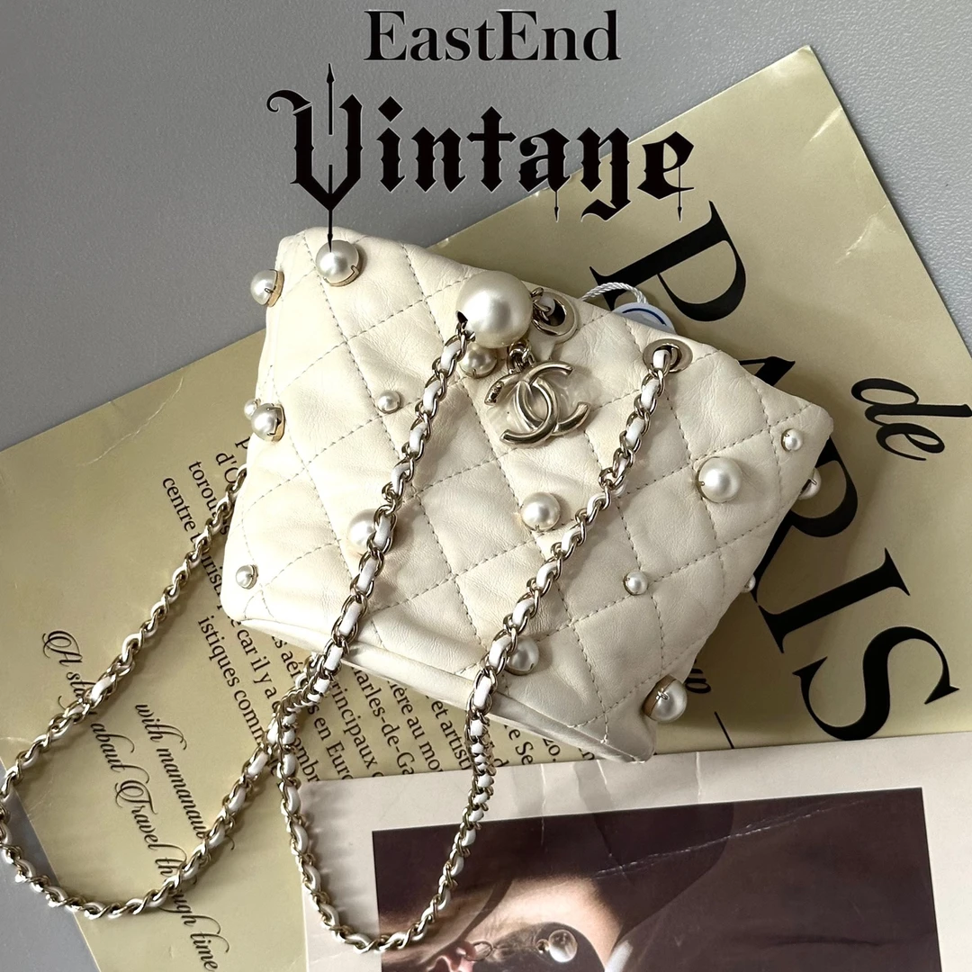 95新 Chanel/香奈儿 東区-白银珍珠水桶31开单肩包/94063