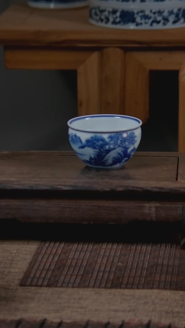 杯折葵非器手工手绘山水缸杯