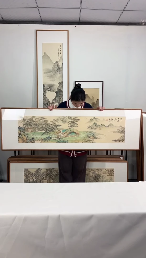 国画手绘*溪山雅集*52*172cm