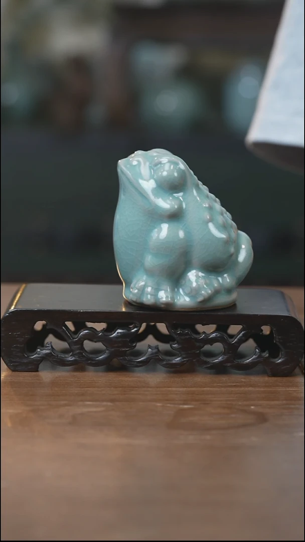 三足金蟾茶宠 汝瓷 （拾汝）（天青）