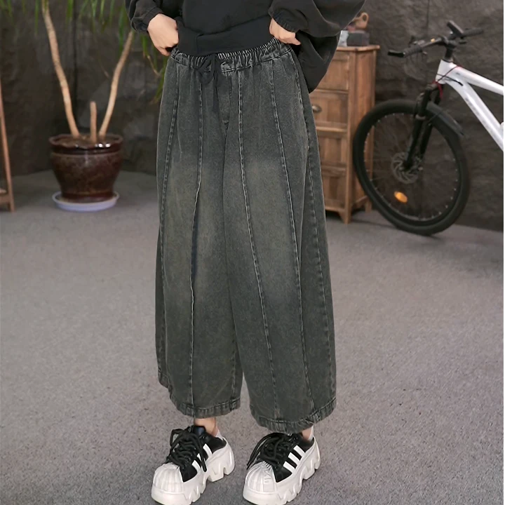 【升级版】牛仔裤女装百搭砂洗休闲裤宽松显瘦大码直筒裤子