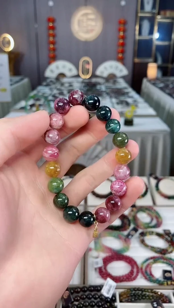 未镶嵌老矿碧玺单圈手串10mm+碧玺xion多样性发货一条