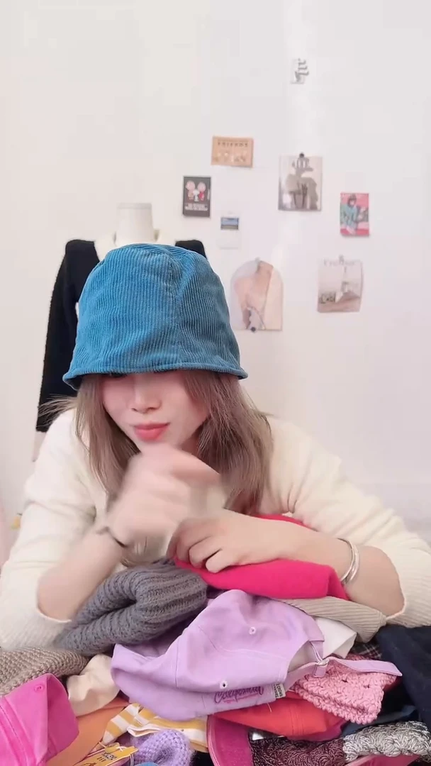 Tpu蓝色灯芯绒渔夫帽