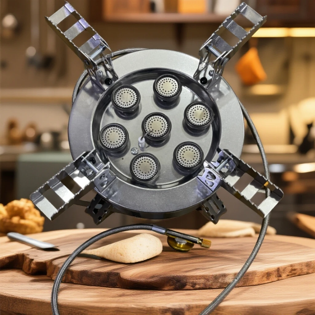 新款七星炉12800W家用户外便捷炉猛火灶送收纳包两个接头1米线