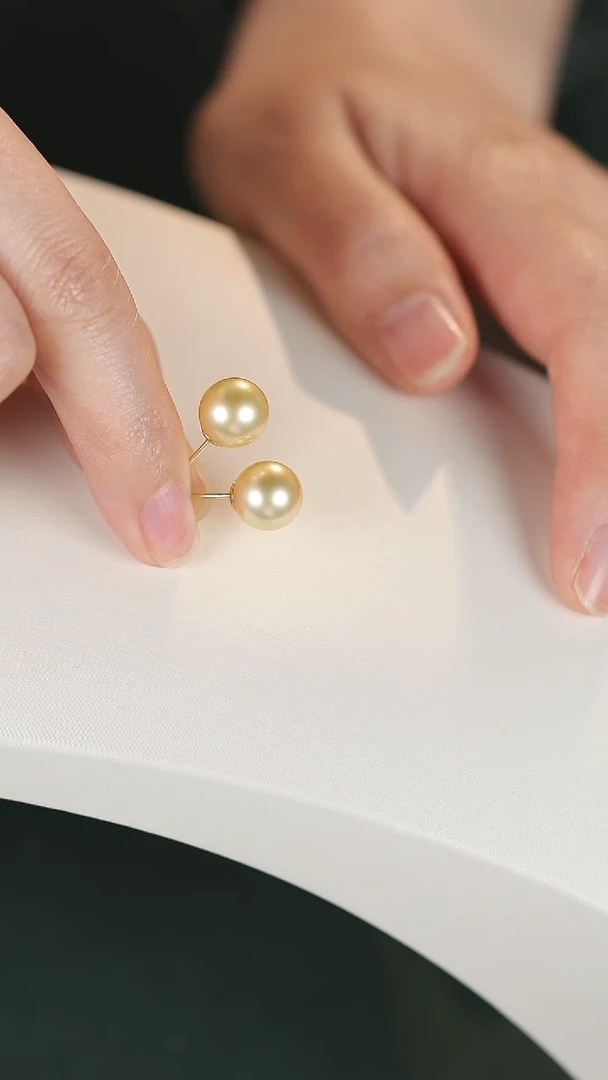 【闪购商品】海水珍珠耳饰18K金镶嵌9-10MM圆