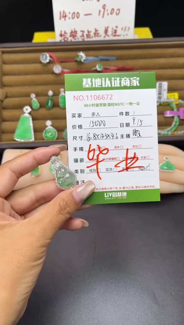 吊坠(不含链)18K金镶嵌翡翠多人