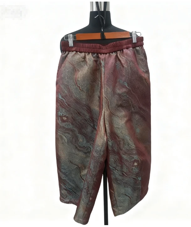 【大海轻奢】BF32931-11玫红色刺绣茧型阔腿裤