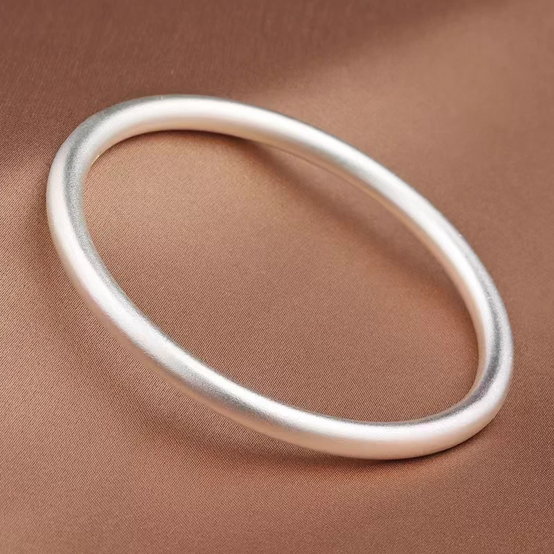 C12【约30g~40g，4N5N】 999.9手镯 磨砂素圈银手镯A41B38