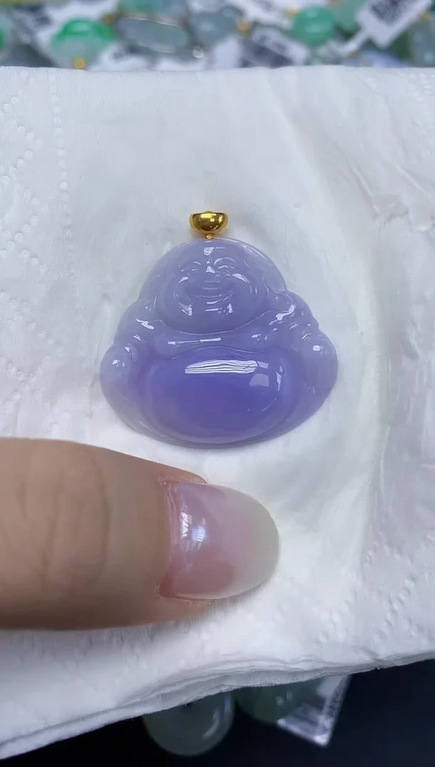 翡翠18K金镶嵌颈饰天然缅甸翡翠A货