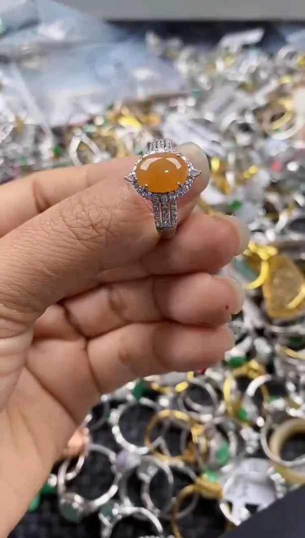 银S925镶嵌戒指翡翠1010---7