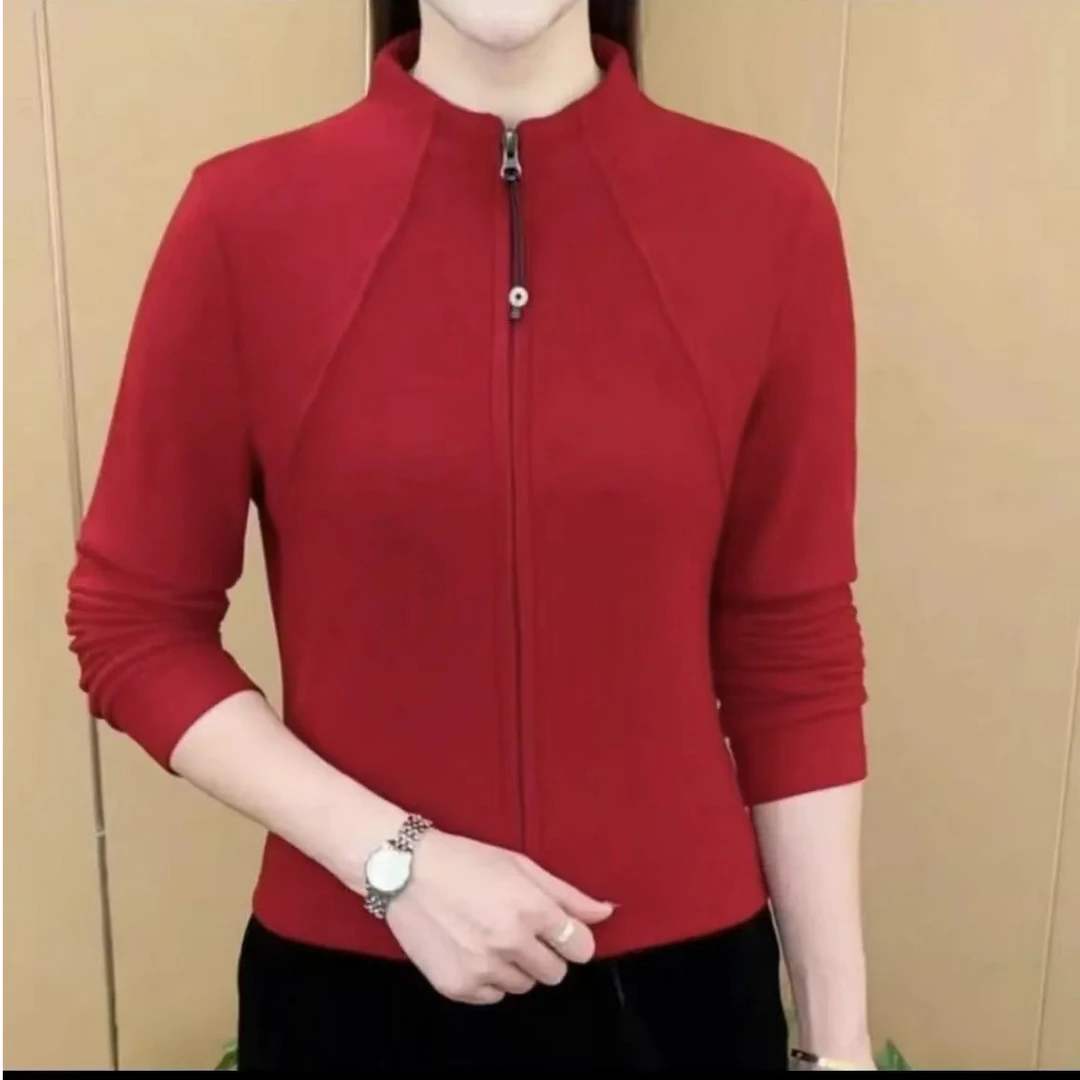 【新款福利】洋气纯色拉链开衫上衣女春秋新款气质保暖双面德绒外套