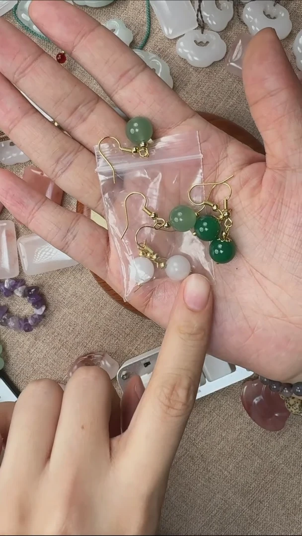 石英质玉手镯未镶嵌+金丝玉耳坠·深绿浅绿白色下单备注！！！